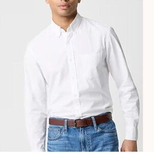 NWT J.Crew Factory Men's M White Classic Flex Casual Shirt LS Button Down J6019